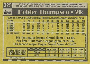 1990 Topps #325 Robby Thompson Back