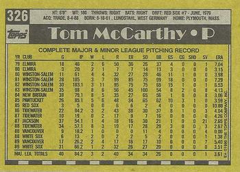 1990 Topps #326 Tom McCarthy Back