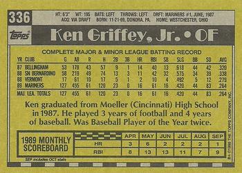 1990 Topps #336 Ken Griffey, Jr. Back