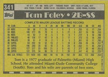 1990 Topps #341 Tom Foley Back