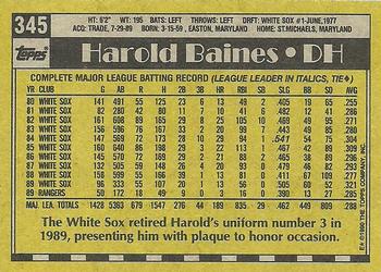 1990 Topps #345 Harold Baines Back