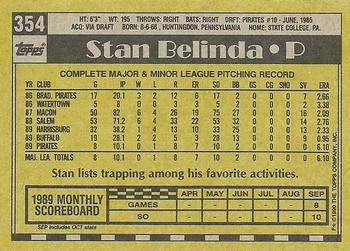 1990 Topps #354 Stan Belinda Back