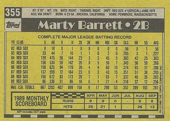 1990 Topps #355 Marty Barrett Back