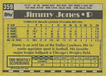 1990 Topps #359 Jimmy Jones Back
