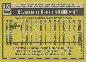 1990 Topps #362 Damon Berryhill Back