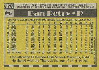 1990 Topps #363 Dan Petry Back