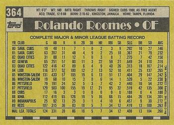1990 Topps #364 Rolando Roomes Back