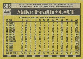 1990 Topps #366 Mike Heath Back