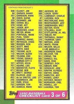 1990 Topps #376 Checklist 3 of 6 Front