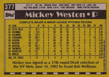1990 Topps #377 Mickey Weston Back