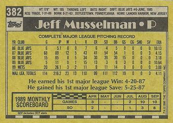 1990 Topps #382 Jeff Musselman Back