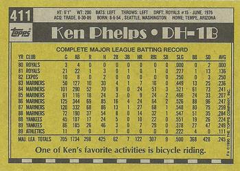 1990 Topps #411 Ken Phelps Back