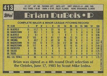 1990 Topps #413 Brian DuBois Back