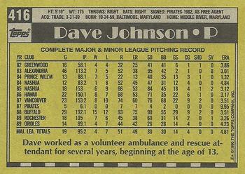 1990 Topps #416 Dave Johnson Back