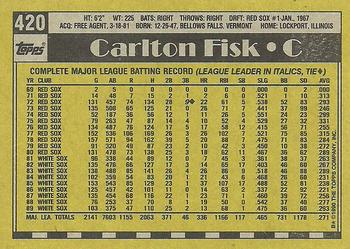 1990 Topps #420 Carlton Fisk Back