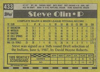 1990 Topps #433 Steve Olin Back
