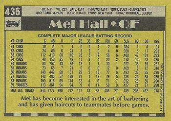 1990 Topps #436 Mel Hall Back