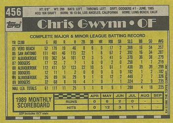 1990 Topps #456 Chris Gwynn Back