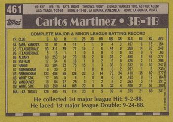 1990 Topps #461 Carlos Martinez Back