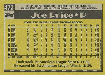 1990 Topps #473 Joe Price Back