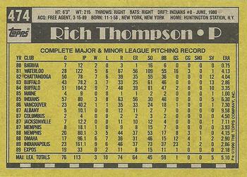 1990 Topps #474 Rich Thompson Back
