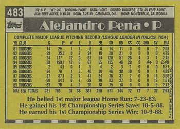 1990 Topps #483 Alejandro Pena Back