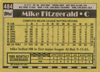 1990 Topps #484 Mike Fitzgerald Back