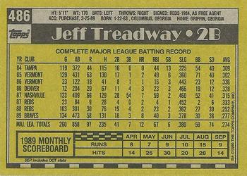 1990 Topps #486 Jeff Treadway Back
