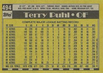 1990 Topps #494 Terry Puhl Back
