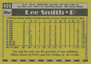 1990 Topps #495 Lee Smith Back