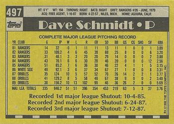 1990 Topps #497 Dave Schmidt Back
