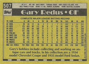 1990 Topps #507 Gary Redus Back