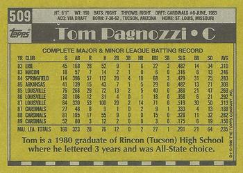 1990 Topps #509 Tom Pagnozzi Back