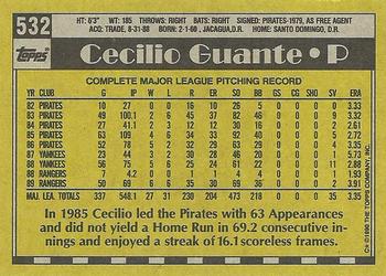 1990 Topps #532 Cecilio Guante Back