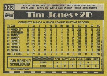 1990 Topps #533 Tim Jones Back