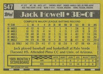 1990 Topps #547 Jack Howell Back