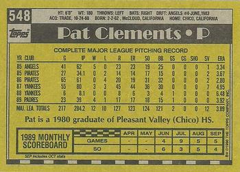 1990 Topps #548 Pat Clements Back