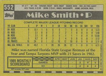 1990 Topps #552 Mike Smith Back