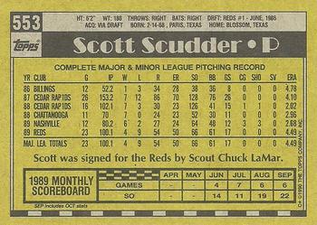 1990 Topps #553 Scott Scudder Back