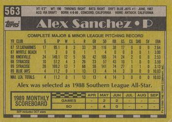 1990 Topps #563 Alex Sanchez Back