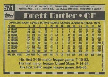 1990 Topps #571 Brett Butler Back
