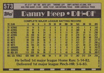 1990 Topps #573 Danny Heep Back