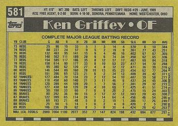 1990 Topps #581 Ken Griffey Back