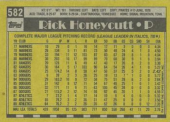 1990 Topps #582 Rick Honeycutt Back