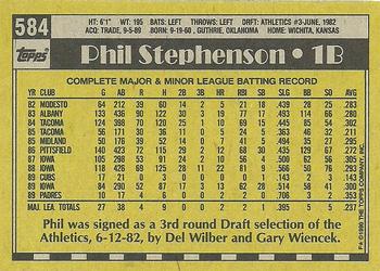 1990 Topps #584 Phil Stephenson Back