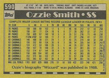 1990 Topps #590 Ozzie Smith Back