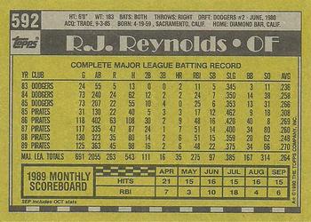 1990 Topps #592 R.J. Reynolds Back