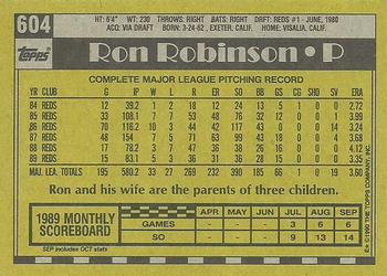 1990 Topps #604 Ron Robinson Back