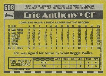 1990 Topps #608 Eric Anthony Back