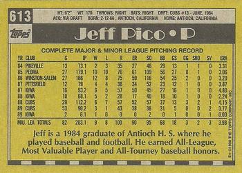 1990 Topps #613 Jeff Pico Back